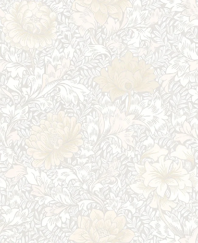 Morrissey Flower Wallpaper in Frost from the Sanctuary Collection