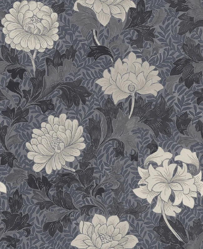 Morrissey Flower Wallpaper in Pewter from the Sanctuary Collection