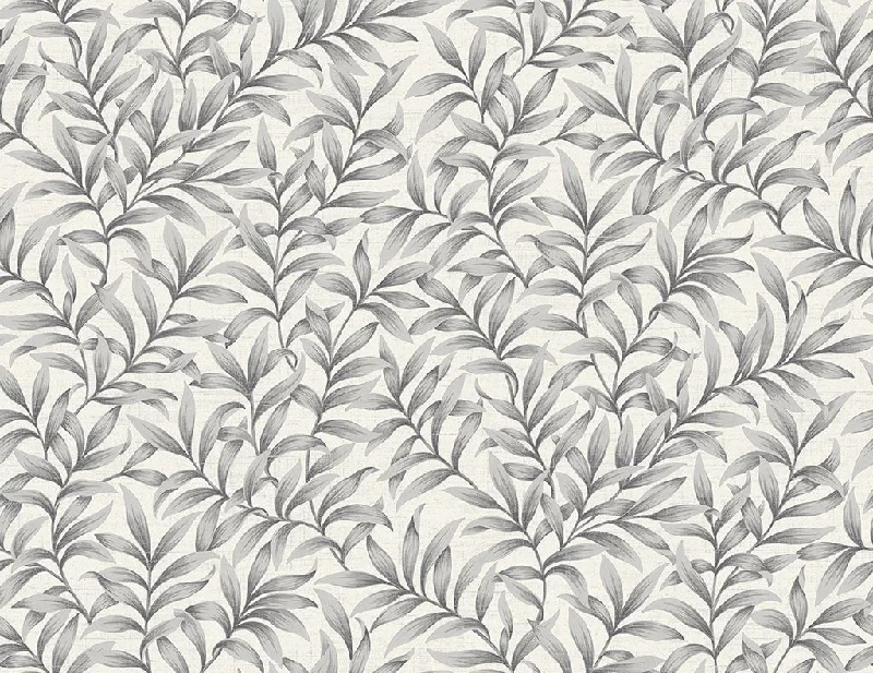 Morrissey Leaf Wallpaper in Pewter from the Sanctuary Collection