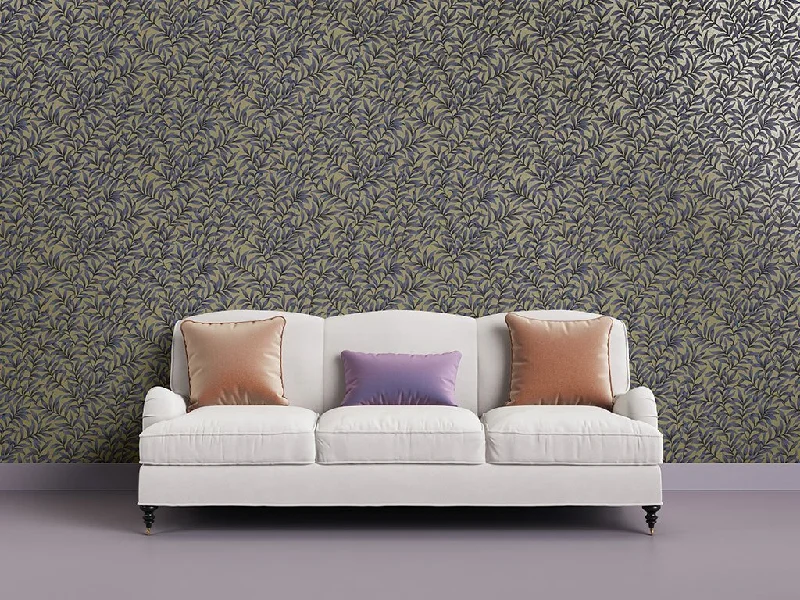 Morrissey Leaf Wallpaper in Plum from the Sanctuary Collection