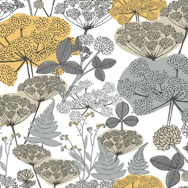 Niittypolku Peel & Stick Wallpaper in Yellow and Grey