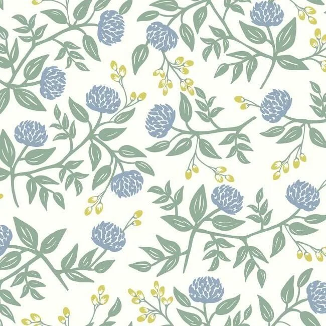 Peonies Wallpaper in Periwinkle from the Rifle Paper Co. Collection