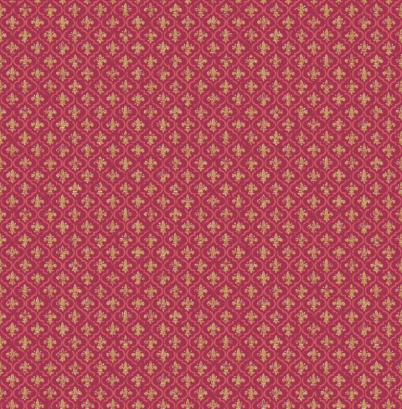 Petite Fleur de lis Wallpaper in Burgundy from the Spring Garden Collection