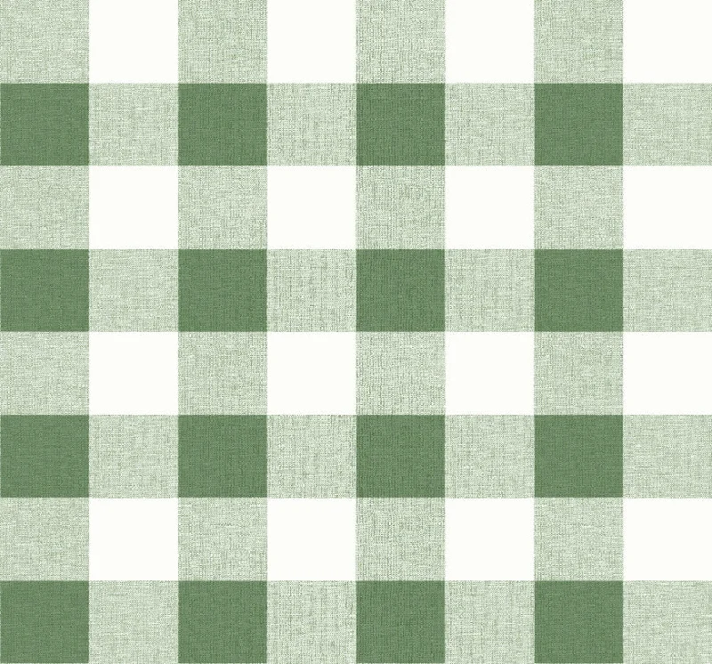 Picnic Plaid Wallpaper in Greenery from the Beach House Collection