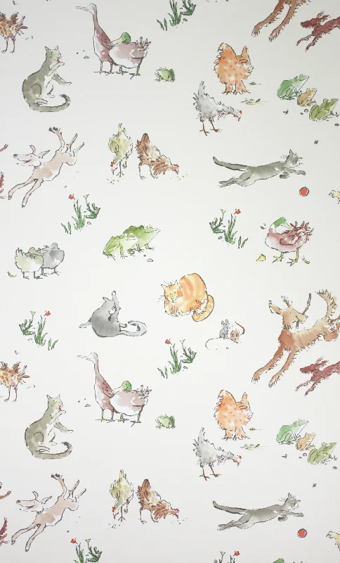 Quentin'S Menagerie Wallpaper in Platinum from the Zagazoo Collection by Osborne & Little