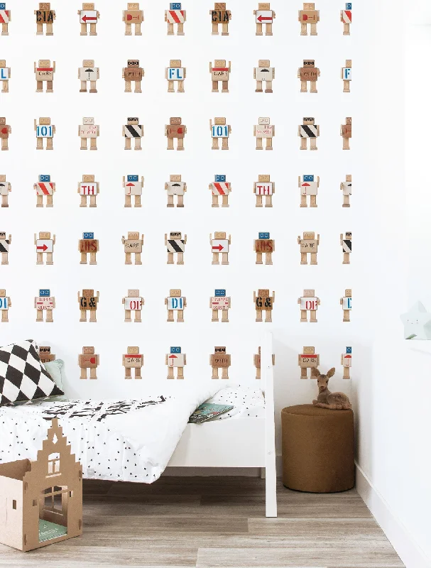 Rijkswachters Kids Wallpaper in White by KEK Amsterdam