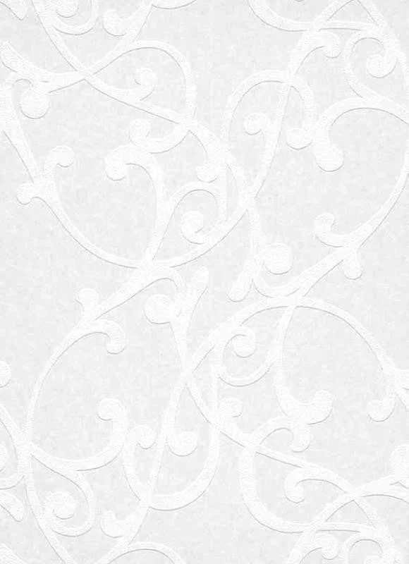 Scrollwork Paintable Wallpaper in White design by BD Wall