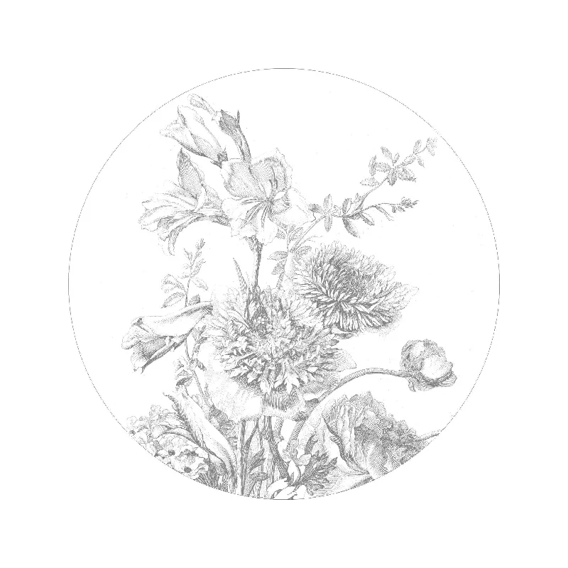 Small Wallpaper Circle in Engraved Flowers 061 by KEK Amsterdam