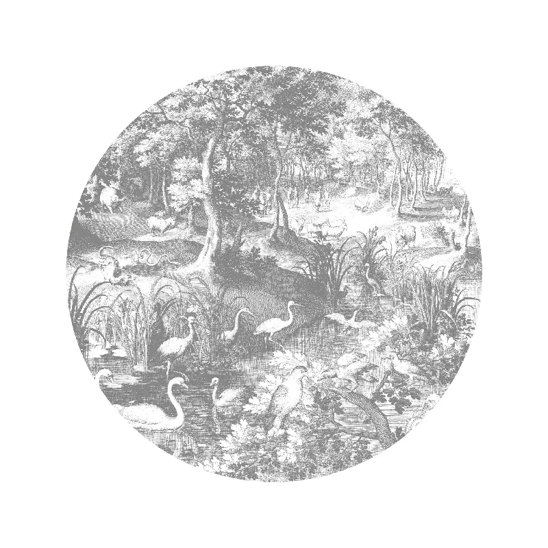 Small Wallpaper Circle in Engraved Landscapes 045 by KEK Amsterdam