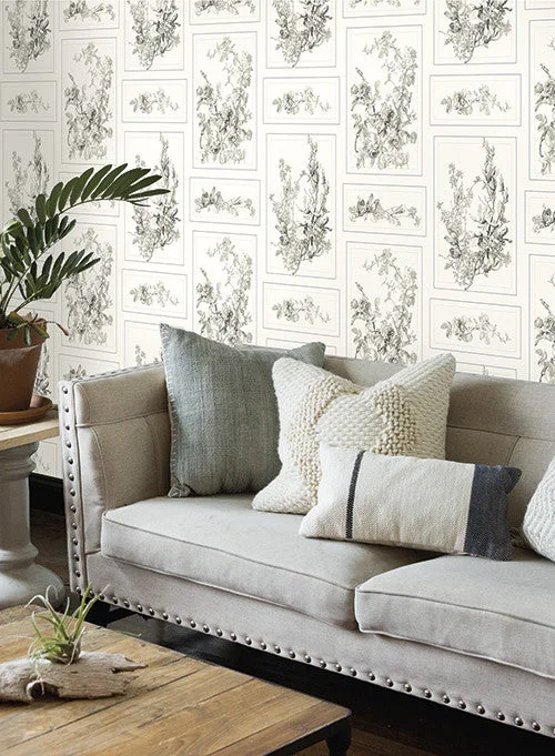 The Magnolia Wallpaper in Grey and White from the Magnolia Home Collection