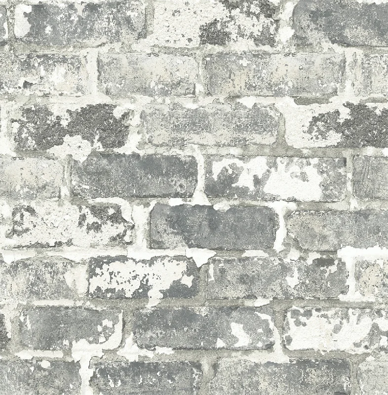 Weathered Grey Brick Peel-and-Stick Wallpaper