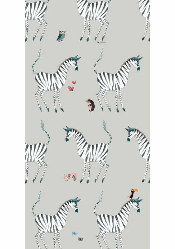 Zebra Kids Wallpaper in Grey by KEK Amsterdam