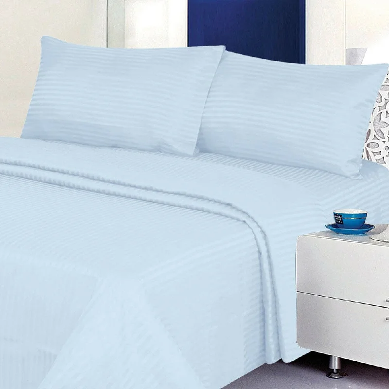 1800 Count Deluxe 4-Piece Stripe Deep Pocket Twin Bed Sheet Blue