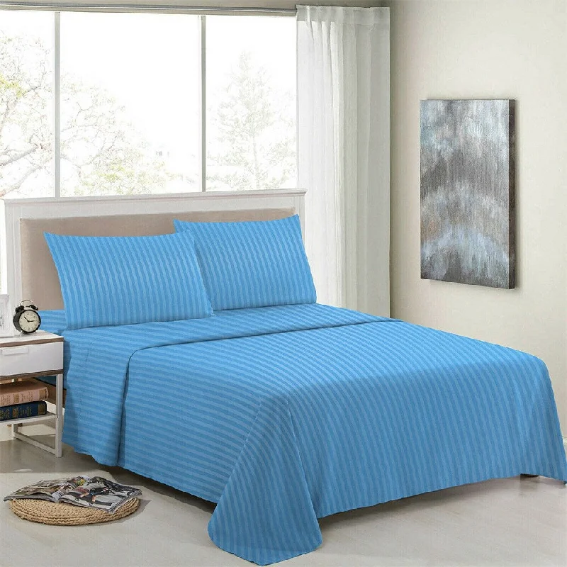 4 Piece Bed Sheets 1800 Count Egyptian Comfort Full Blue