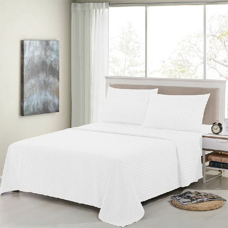 4 Piece Bed Sheets 1800 Count Egyptian Comfort Full White