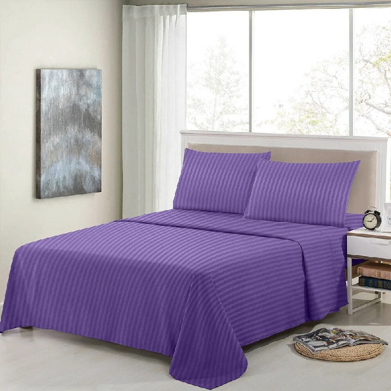 4 Piece Bed Sheets 1800 Count Egyptian Comfort Queen Purple