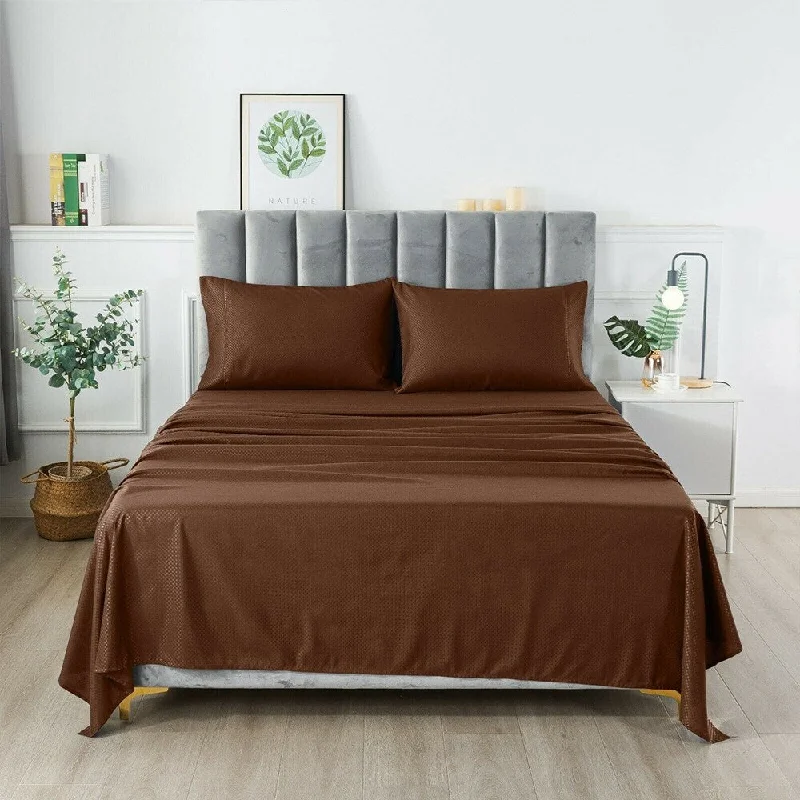 4 Piece Extra Deep Bedsheets Microfiber Hotel Quality Full Chocolate