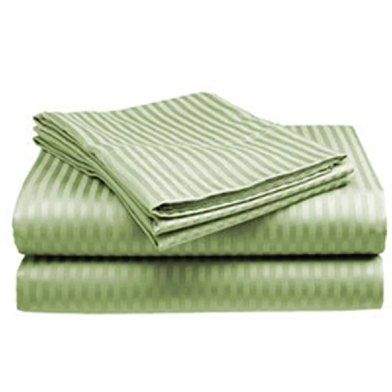 400 Thread Count Deluxe Cotton Dobby Stripe Full Bed Sheet Sage