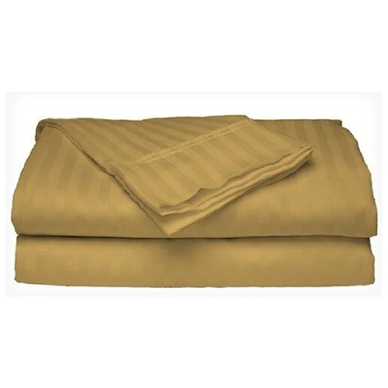 400 Thread Count Deluxe Cotton Dobby Stripe King Bed Sheet Gold