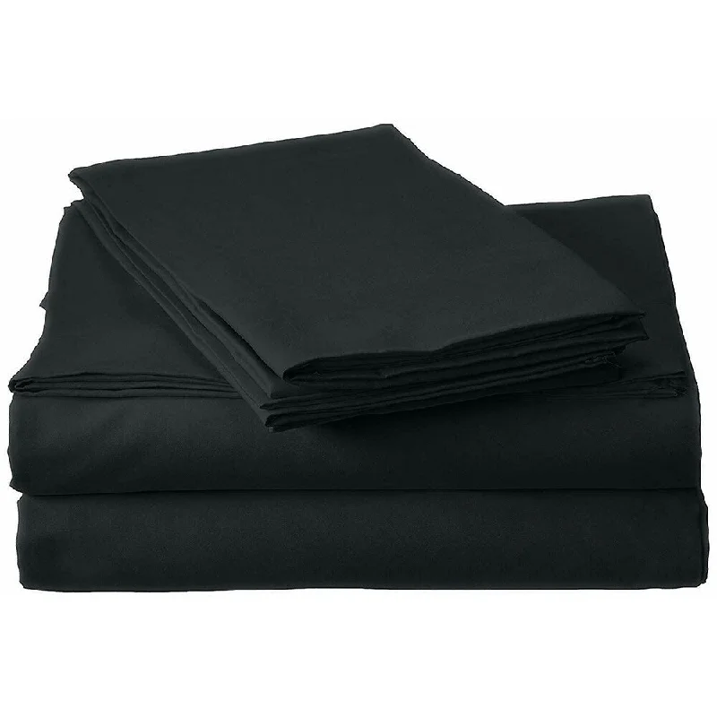 400 Thread Count Linens 4-Piece Set 100% Cotton Twin Bed Sheet Black