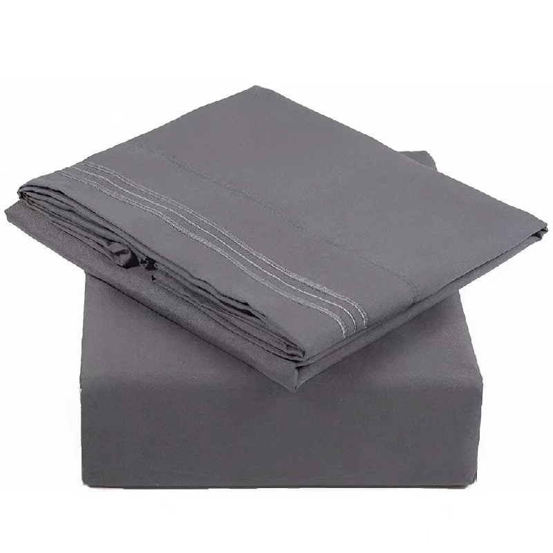 4pcs Queen Home Decor Bedding Sheet Set Dark Gray