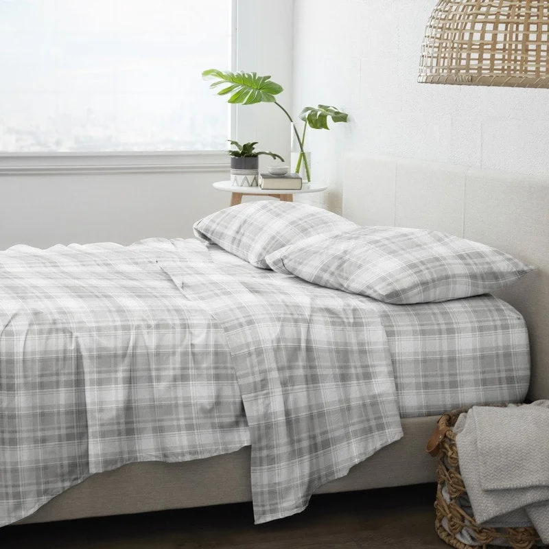 Becky Cameron Premium Plaid 4 Piece Flannel Bed Sheet Set