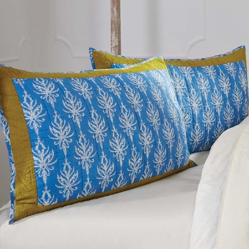 Blue Coastal Bedding VHC Laguna Sham Cotton Floral - Flower Cambric