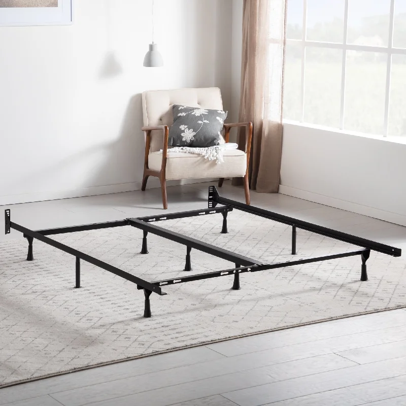 Brookside Universal Adjustable Metal Bed Frame with Center Support - Wheels or Glides