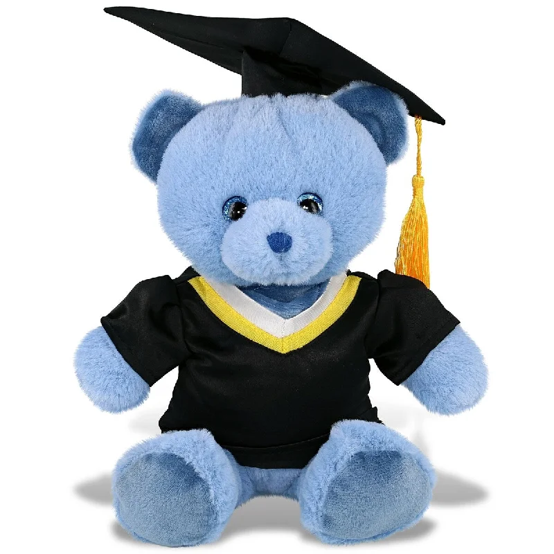 DolliBu Baby Blue Bear Graduation Plush Toy with Gown and Cap Outfit - 8 inches