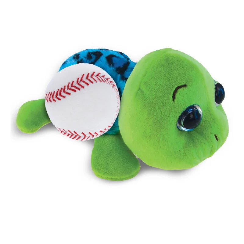 DolliBu Big-Eye Blue Shell Sea Turtle Stuffed Animal w/ Baseball Plush - 6 inches