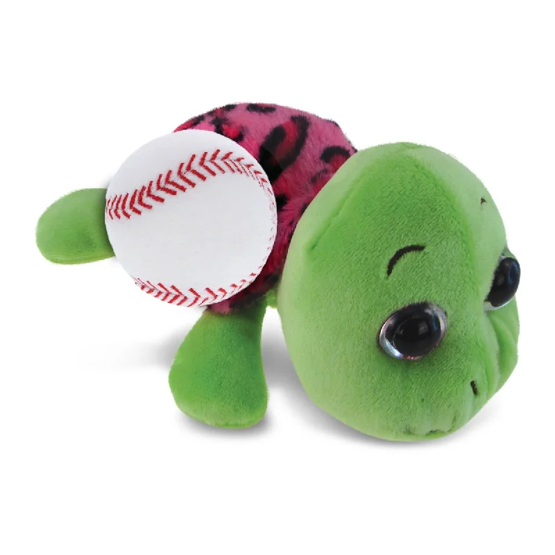 DolliBu Big-Eye Pink Shell Sea Turtle Stuffed Animal w/ Baseball Plush - 6 inches