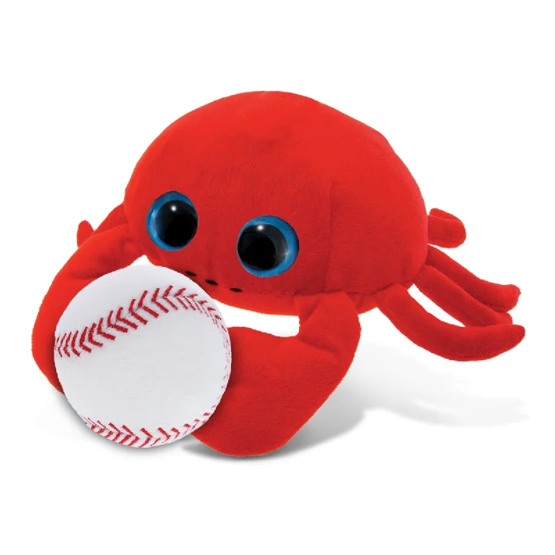 DolliBu Big-Eye Red Crab Stuffed Animal with Baseball Plush Toy - 6 inches