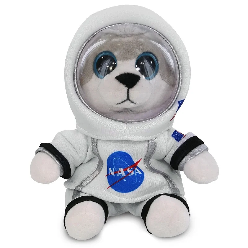 DolliBu Big Eyes Wolf Astronaut Plush with Space Helmet and NASA Suit - 6.5 inches