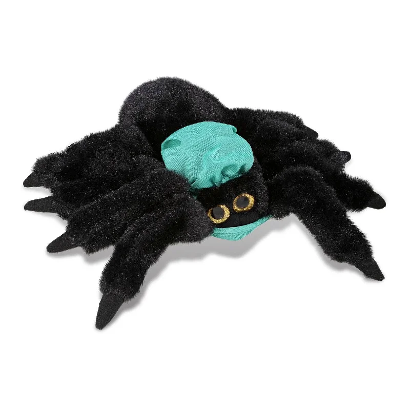 DolliBu Black Spider Doctor Plush Toy w/ Cute Scrub Cap and Face Mask - 8 inches