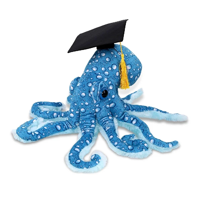 DolliBu Blue Octopus Graduation Plush Toy with Graduation Cap - 16 inches