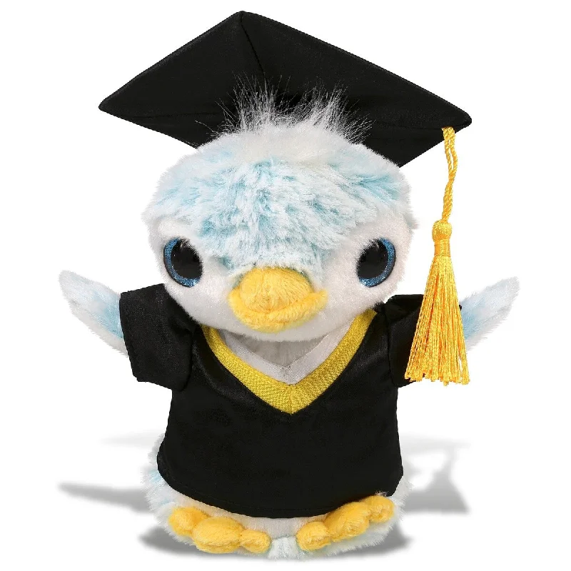 DolliBu Blue Penguin Graduation Plush with Gown and Cap with Tassel - 6 inches