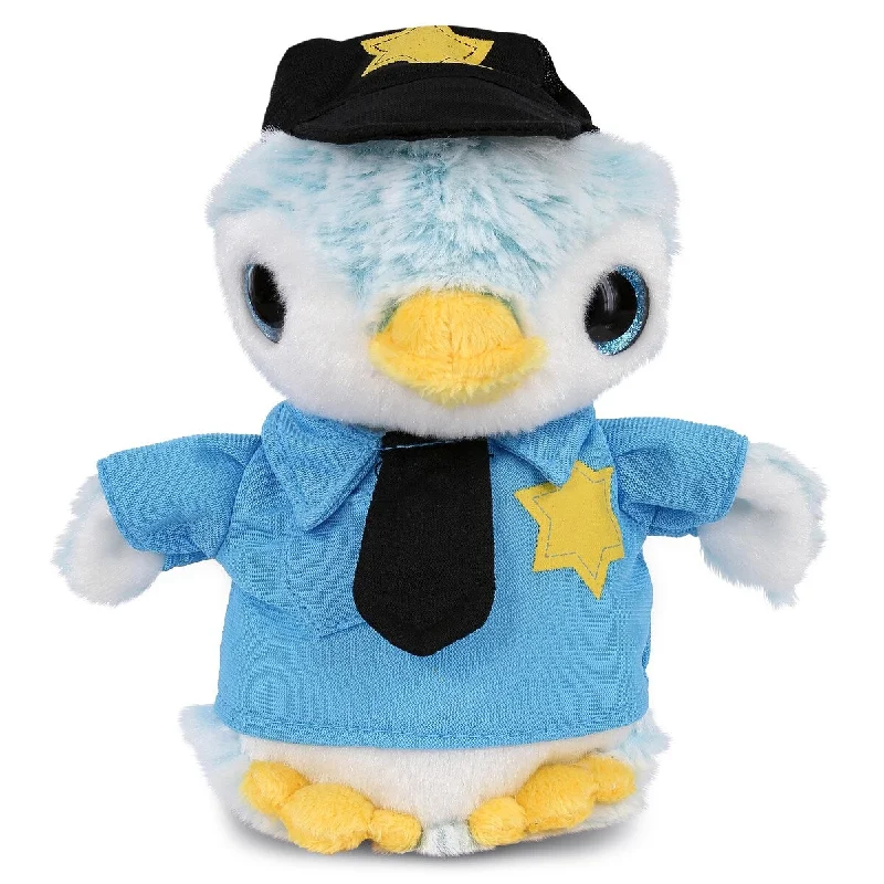 DolliBu Blue Penguin Police Officer Plush Toy w/ Cop Uniform and Cap - 6 inches