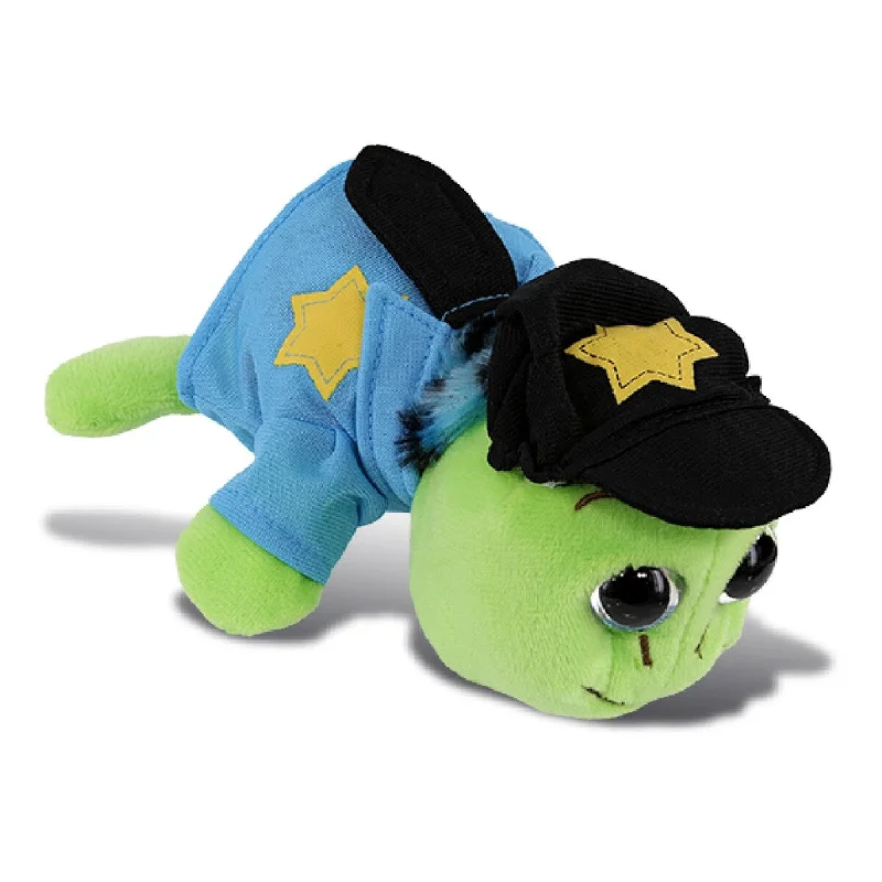 DolliBu Blue Shell Sea Turtle Big Eye Police Officer Plush Toy - 6 inches