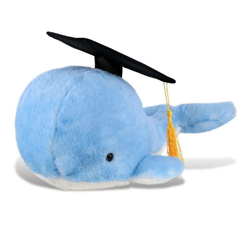 DolliBu Blue Whale Large Graduation Plush Toy with Cap with Tassel - 13 inches