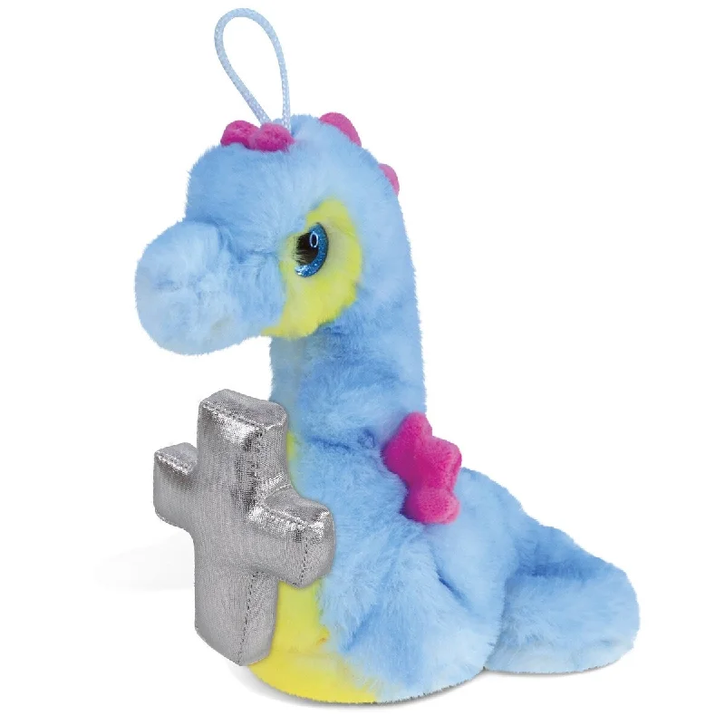 DolliBu Cute Blue Seahorse Stuffed Animal with Silver Cross Plush Toy - 8.5 inches