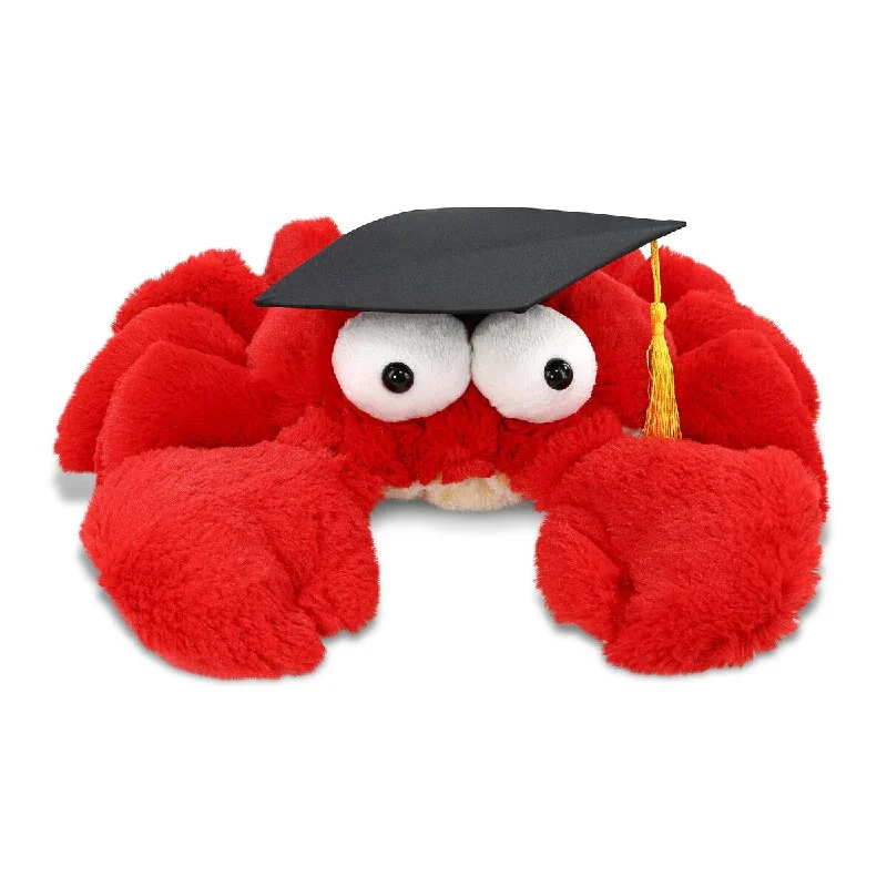 DolliBu Googly Eyes Red Crab Graduation Plush Toy with Graduation Cap - 14 inches