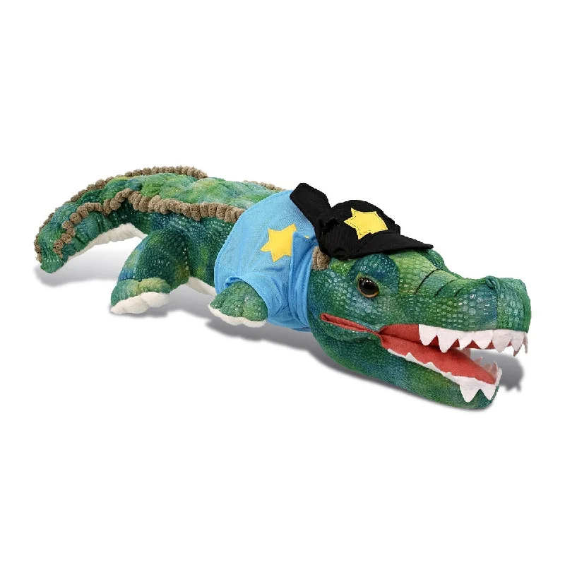 DolliBu Green Alligator Police Officer Plush with Cop Uniform and Cap - 24 inches