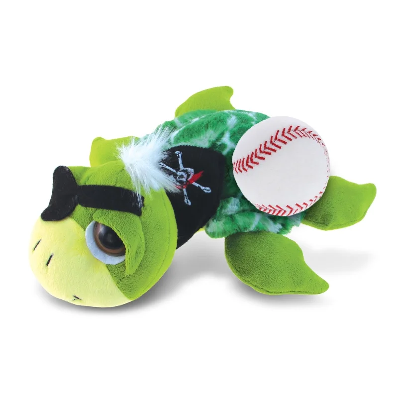 DolliBu Green Pirate Sea Turtle Stuffed Animal with Baseball Plush - 10.5 inches