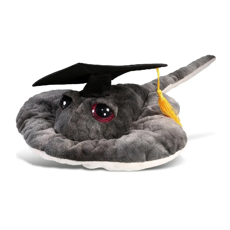 DolliBu Grey Stingray Graduation Plush Toy with Graduation Cap - 18.5 inches