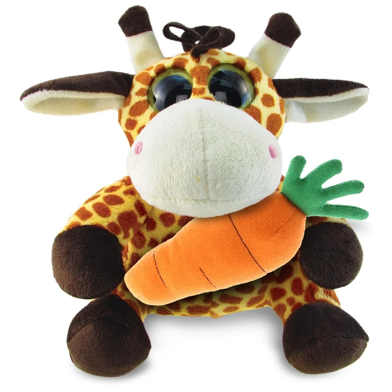 DolliBu Happy Easter Big-Eyed Giraffe Soft Plush with Carrot Plush - 6 inches