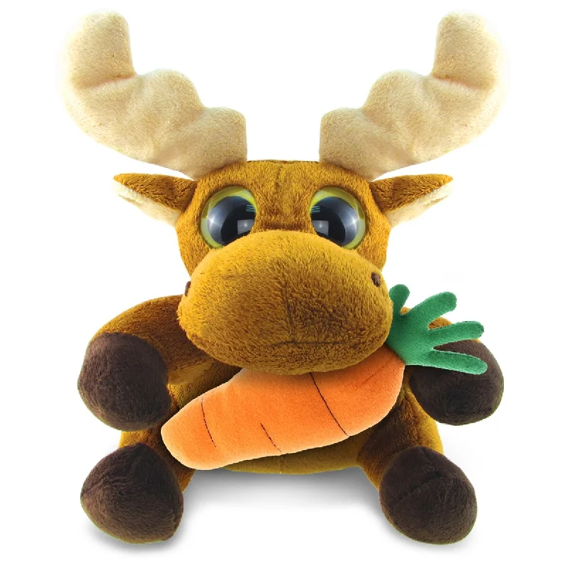 DolliBu Happy Easter Big-Eyed Moose Soft Plush with Carrot Plush - 6 inches