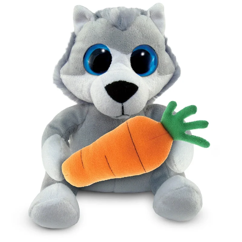 DolliBu Happy Easter Big-Eyed Wolf Plush with Carrot Plush Toy - 6 inches