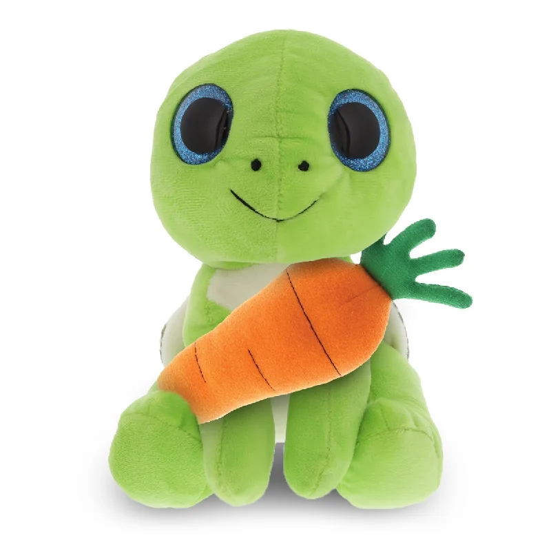 DolliBu Happy Easter Sparkling Eyes Large Green Sea Turtle with Carrot - 6 inches