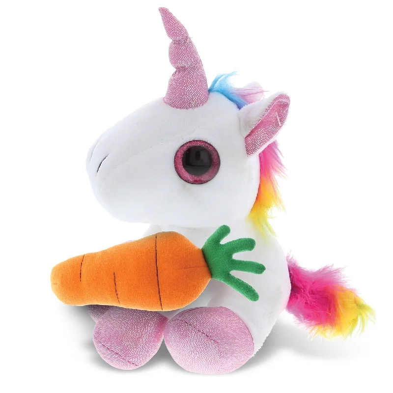 DolliBu Happy Easter Sparkling Eyes White Unicorn with Carrot Plush - 8 inches