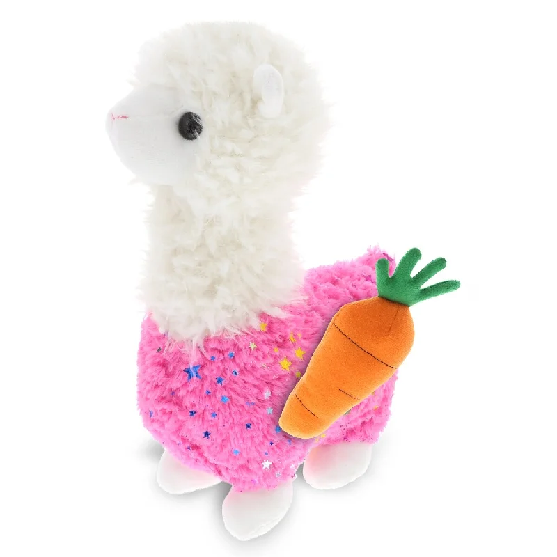 DolliBu Happy Easter Sparkling Pink Llama Soft Plush with Carrot Plush - 11.5 inches